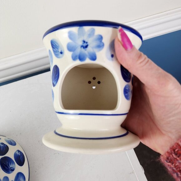 Wax Melt Tea Light Two Piece Blue White Lamp Thailand - Picture 6 of 8